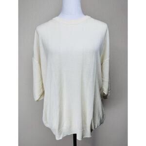 Giglio Rosso Ivory Sz XL Knit Short Sleeve Lightweight Sweater Made In Italy